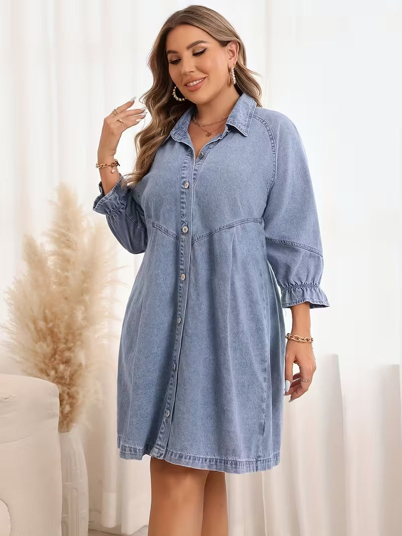 Damska Sukienka Koszulowa z Denimu