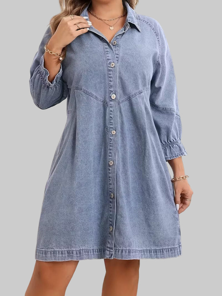 Damska Sukienka Koszulowa z Denimu