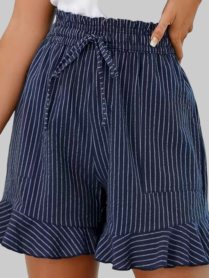 Damskie Szorty Wysokiego Stanu w Paski