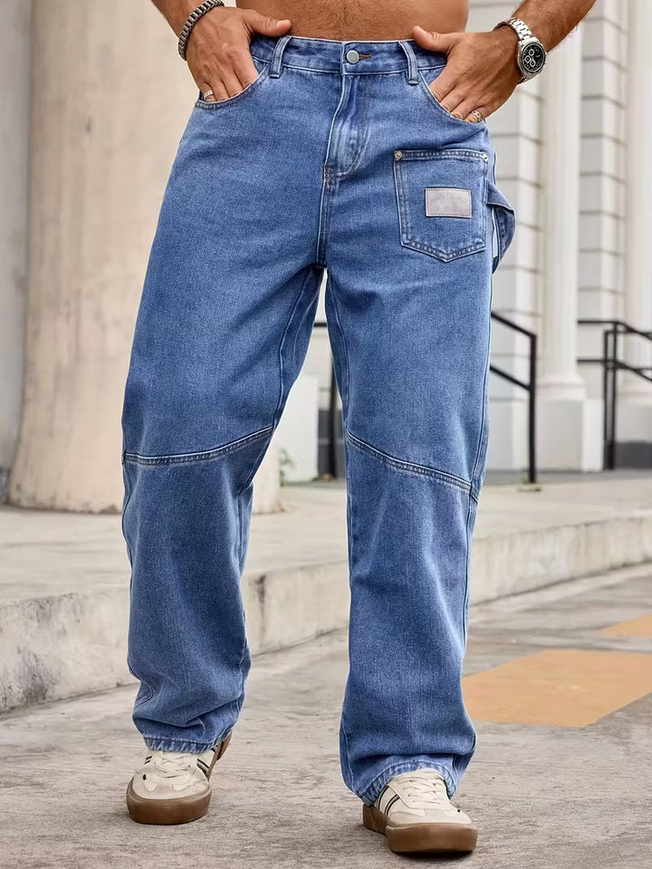 Męskie Dżinsy z Wieloma Kieszeniami