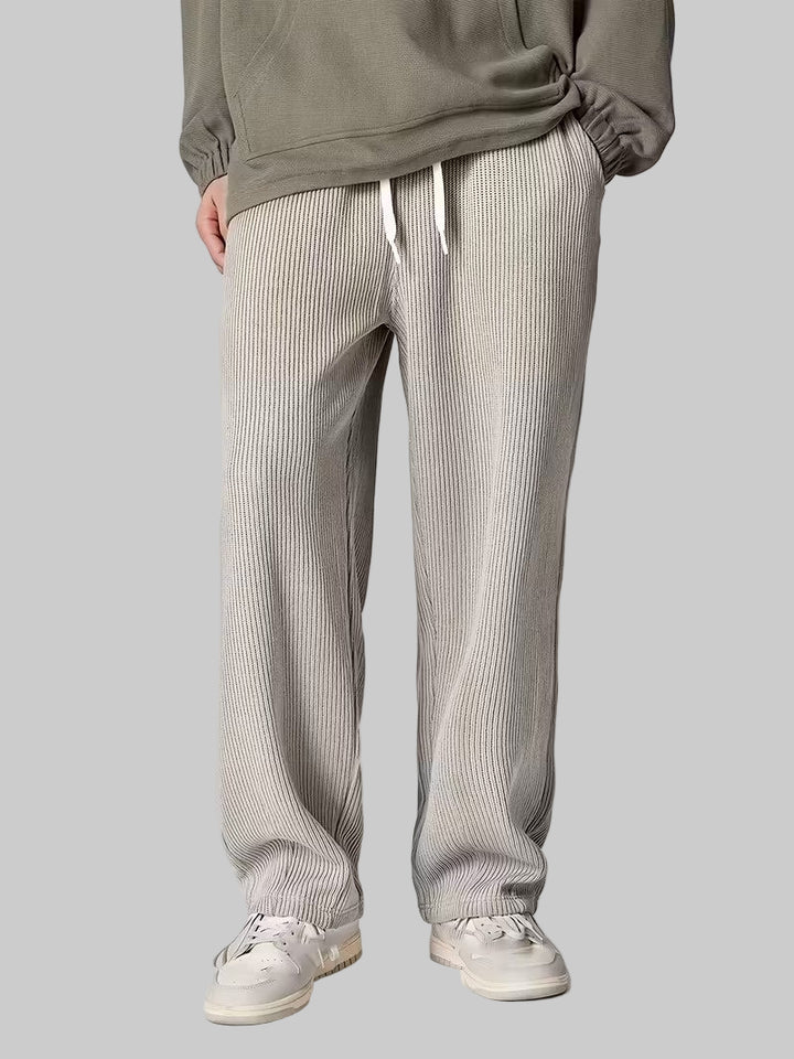 Męskie Spodnie z Prostą Nogawką i Sznurkiem