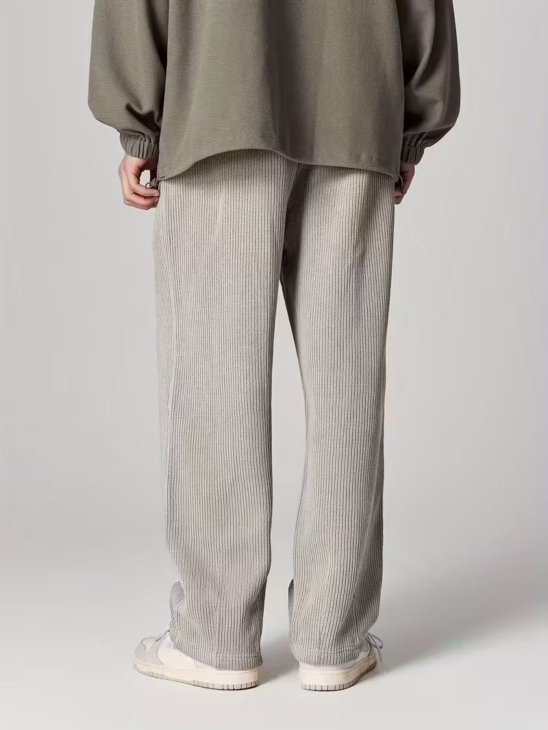 Męskie Spodnie z Prostą Nogawką i Sznurkiem